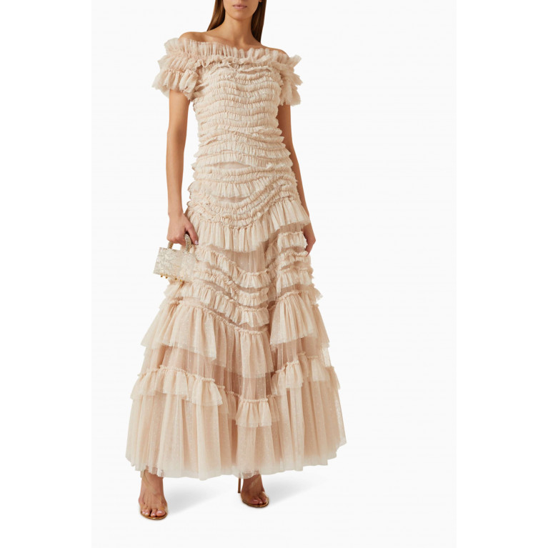 Needle & Thread - Off-shoulder Ruffled Gown in Tulle