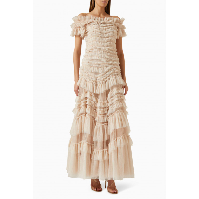 Needle & Thread - Off-shoulder Ruffled Gown in Tulle