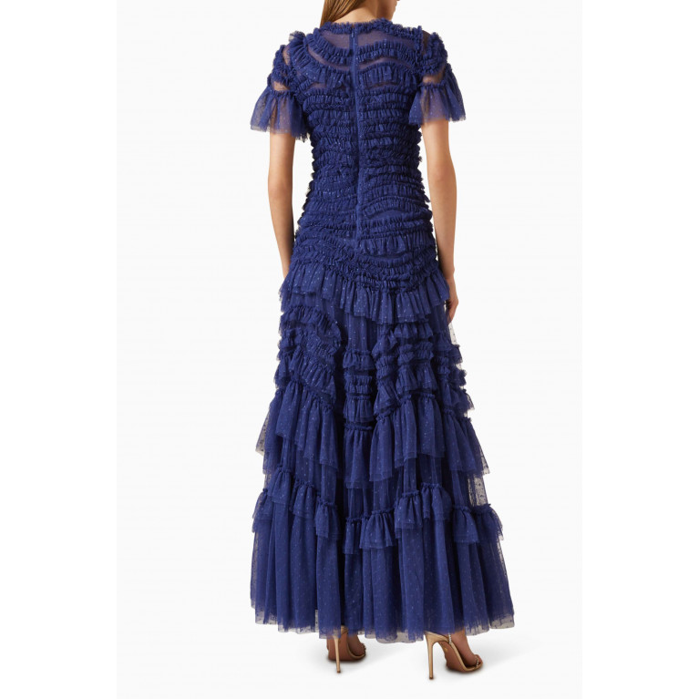 Needle & Thread - Wild Rose Ruffled Gown in Tulle Blue