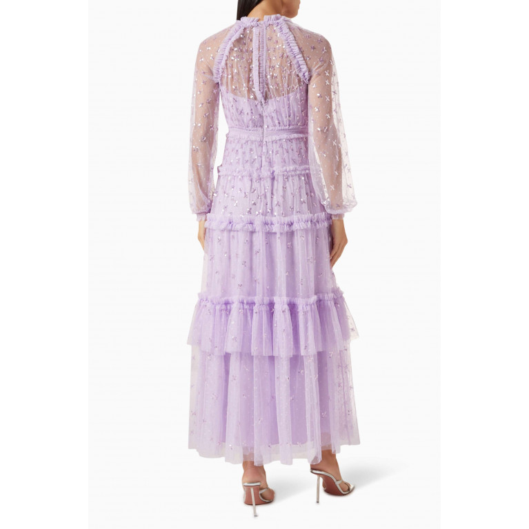 Needle & Thread - Sequin Kisses Ankle Gown in Recycled Tulle Purple