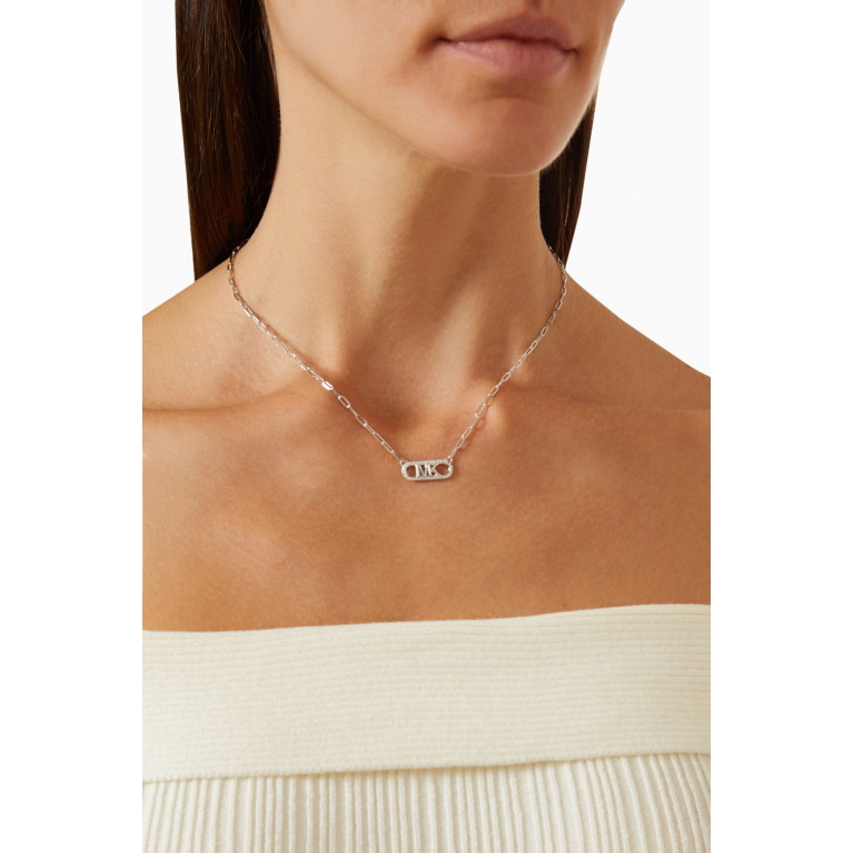 MICHAEL KORS - Pavé Empire Logo Necklace in Sterling Silver