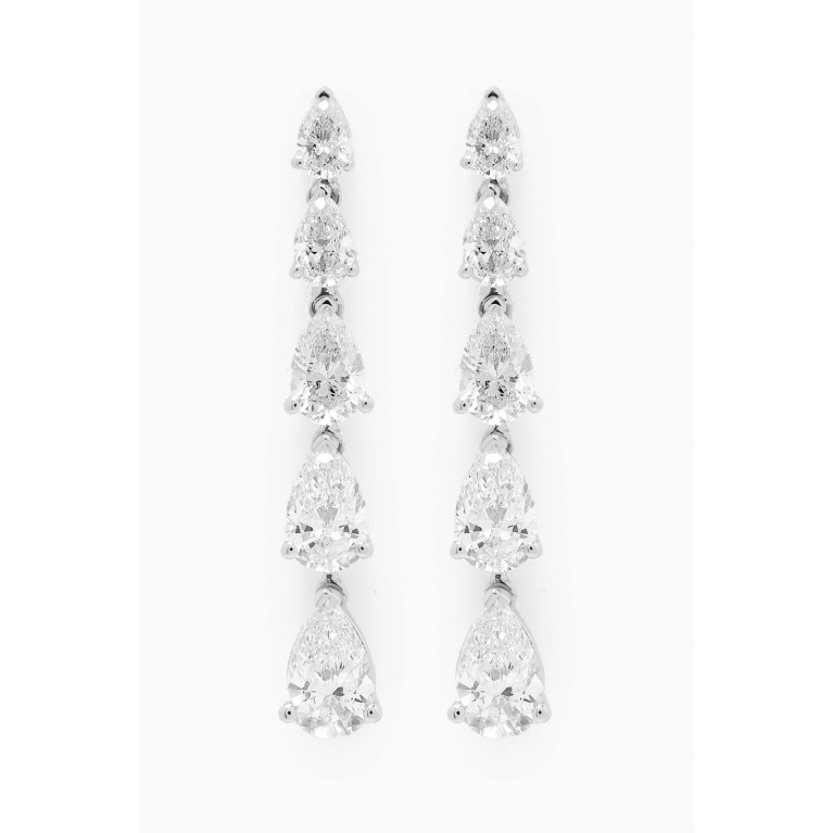 Fergus James - Pear Diamond Drop Earrings in 18kt White Gold