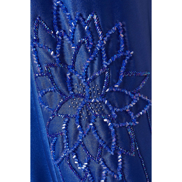 Eleganza Exclusive - Hand Embroidered Jalabiya in Soft Crêpe Blue