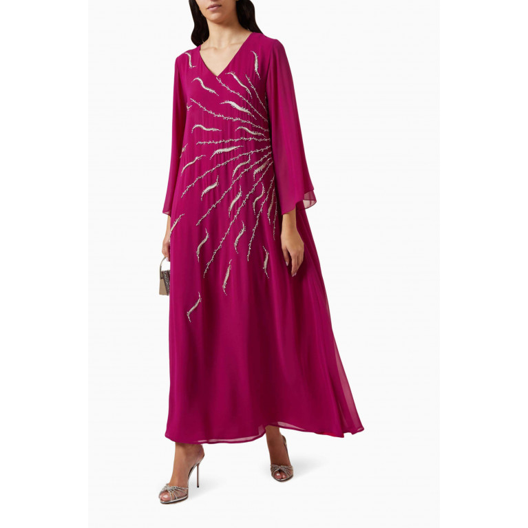 Eleganza Exclusive - Sequin Embellished Jalabiya in Chiffon Pink