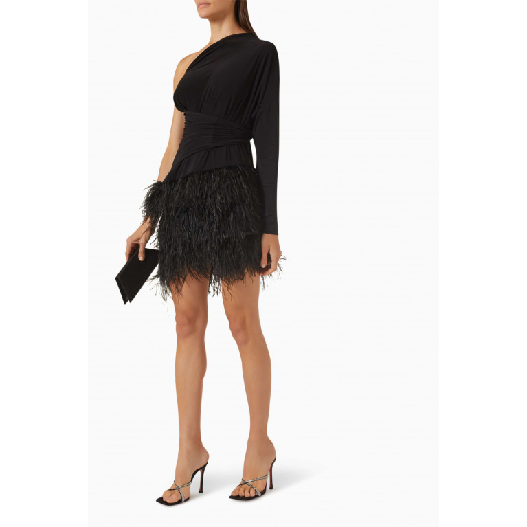 Norma Kamali - All-in-one Feather-trimmed Mini Dress