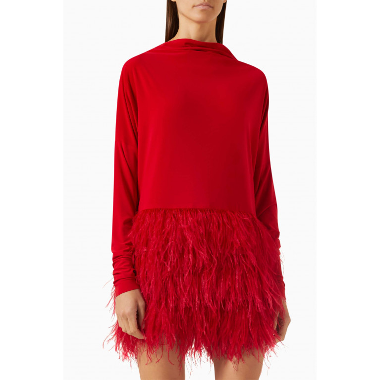 Norma Kamali - All-in-one Feather-trimmed Mini Dress