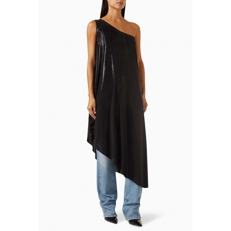 Norma Kamali - One-shoulder Diagonal Tunic in Stretch Lamé