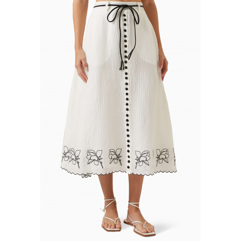 Joslin - Grace Midi Skirt in Silk Linen
