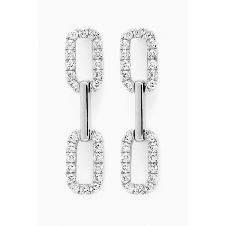 Fergus James - Half Diamond Link Earrings in 18kt White Gold