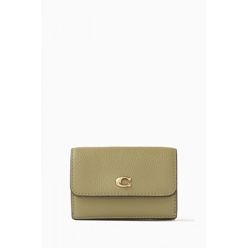 Coach - Mini Tri-fold Wallet in Pebbled Leather Green
