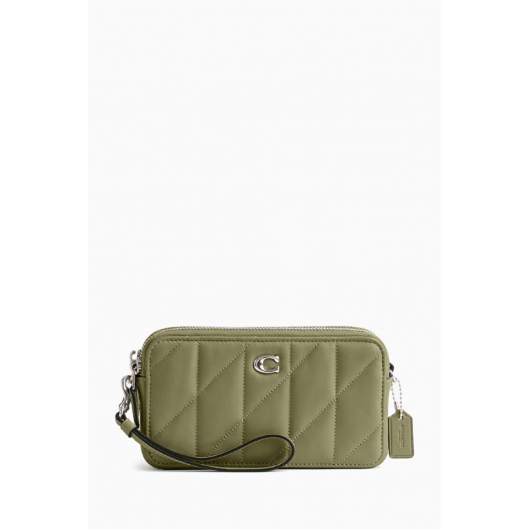 Coach - Kira Quilted Crossbody Wristlet Bag in Leather Green