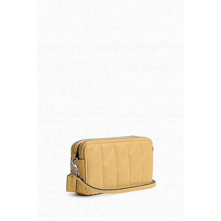 Coach - Kira Quilted Crossbody Wristlet Bag in Leather Yellow