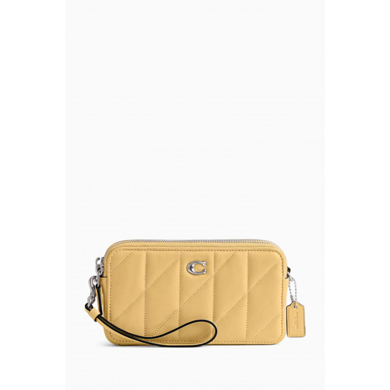 Coach - Kira Quilted Crossbody Wristlet Bag in Leather Yellow