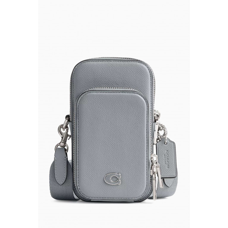 Coach - Phone Crossbody Bag in Grained Leather Grey