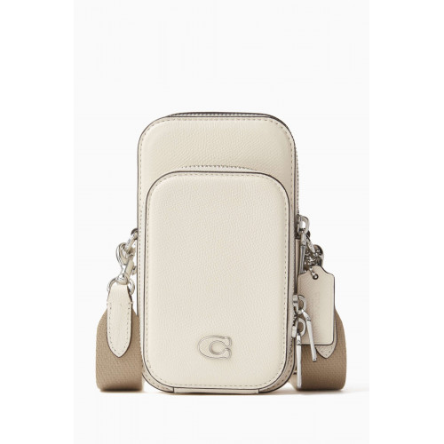 Coach - Phone Crossbody Bag in Grained Leather White