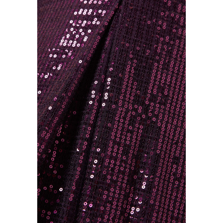 NASS - Cape-sleeve Maxi Dress in Sequin Purple