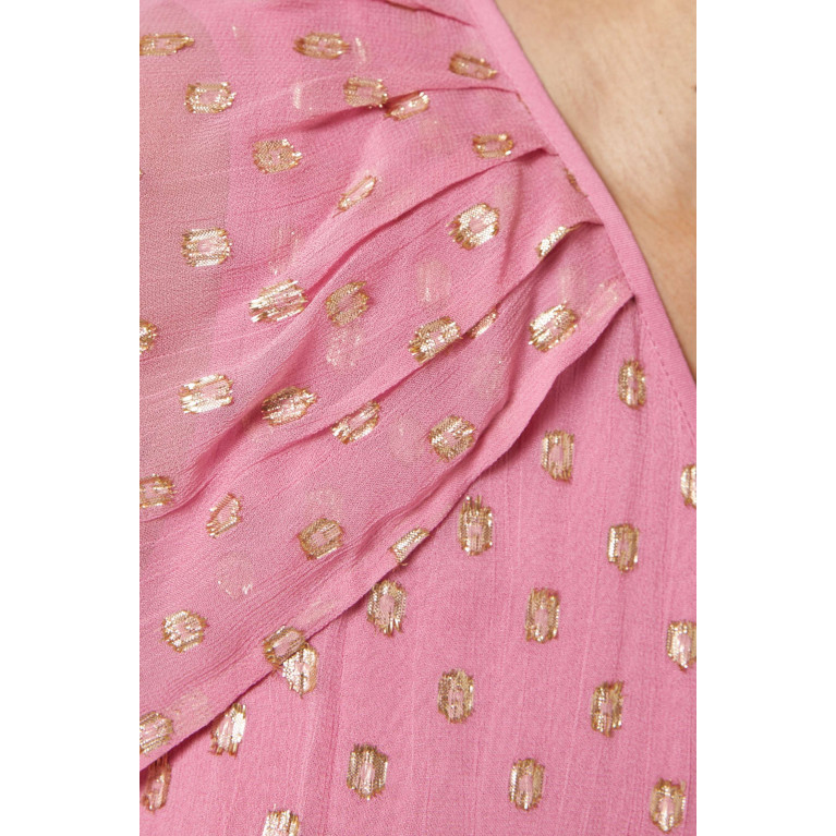 NASS - One-shoulder Cape Maxi Dress in lurex-dobby Pink