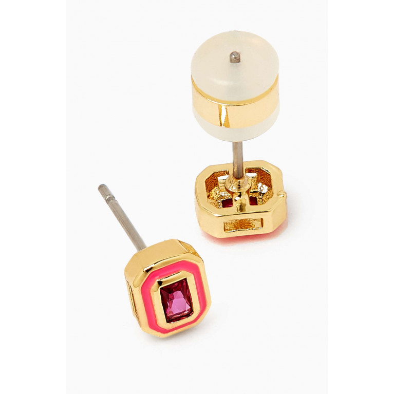Luv Aj - Bezel Stud Earrings in Gold-plated Brass