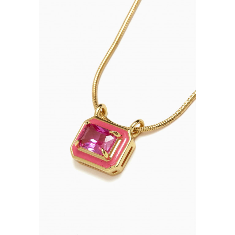 Luv Aj - Bezel CZ Pendant Necklace in Gold-plated Brass