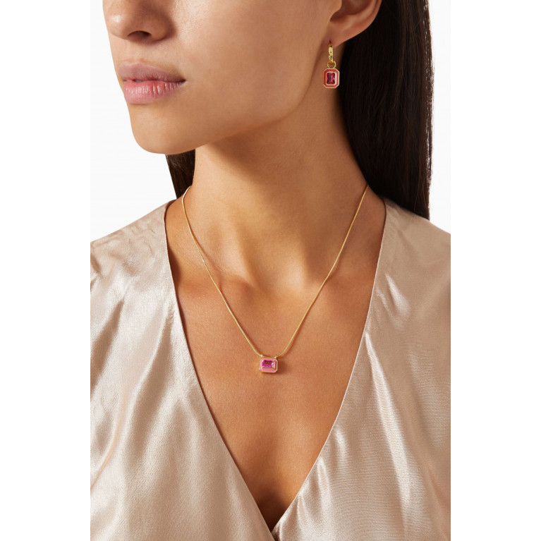 Luv Aj - Bezel CZ Pendant Necklace in Gold-plated Brass