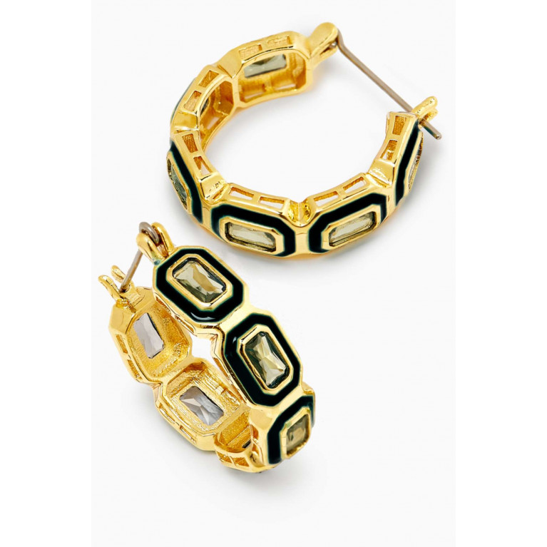 Luv Aj - Bezel CZ Emerald Ballier Hoop Earrings in Gold-plated Brass