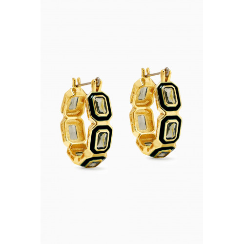 Luv Aj - Bezel CZ Emerald Ballier Hoop Earrings in Gold-plated Brass