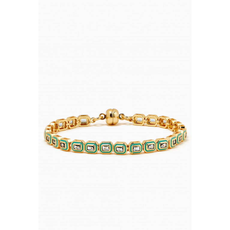 Luv Aj - Bezel CZ Emerald Ballier Tennis Bracelet in Gold-plated Brass