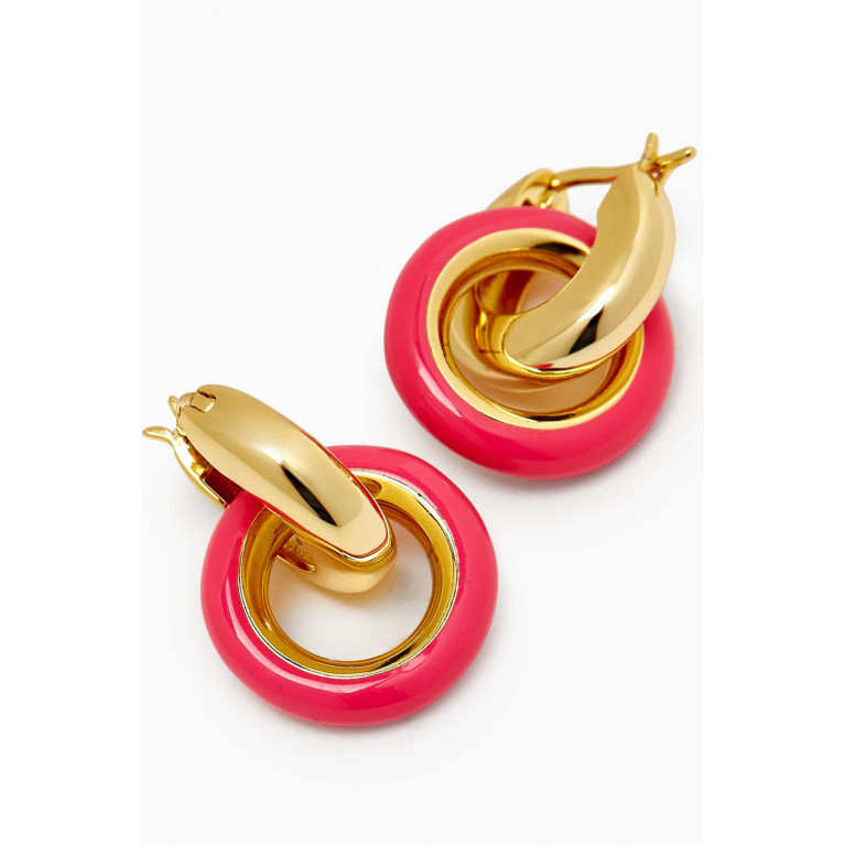 Luv Aj - Pave Enamel Interlock Hoop Earrings in Gold-plated Brass