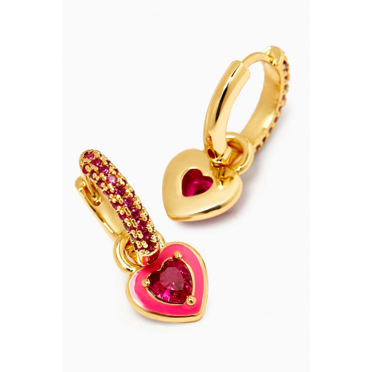 Luv Aj - Puffy Heart Huggies in Gold-plated Brass