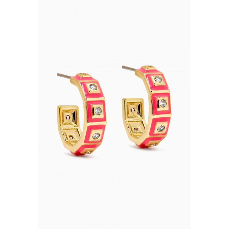 Luv Aj - Mini Pyramid Stud Hoop Earrings in Gold-plated Brass