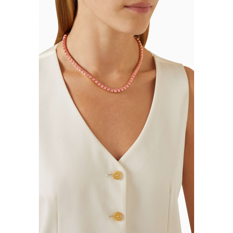 Luv Aj - Pyramid Stud Tennis Necklace in Gold-plated Brass