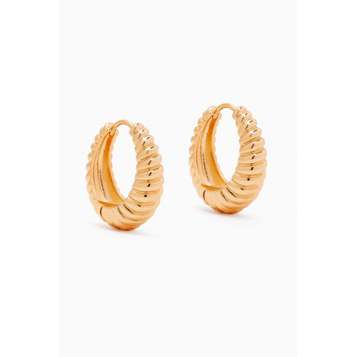Luv Aj - The Ridged Marbella Hoops in Gold-plated Brass