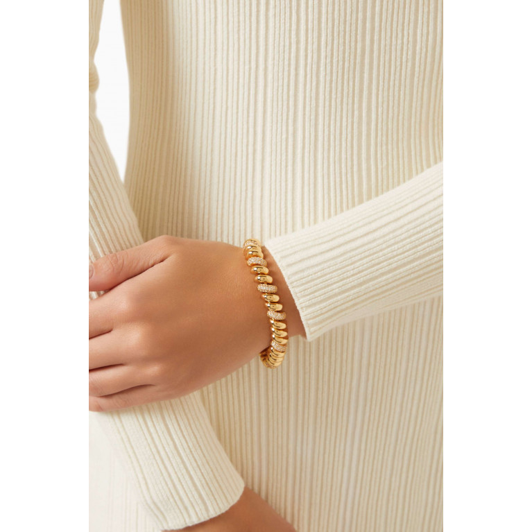 Luv Aj - The Ridged Marbella Pavé Bracelet in Gold-plated Brass