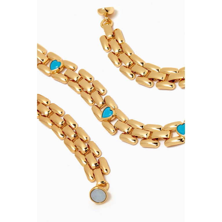 Luv Aj - Heart Stone Link Bracelet in Gold-plated Brass