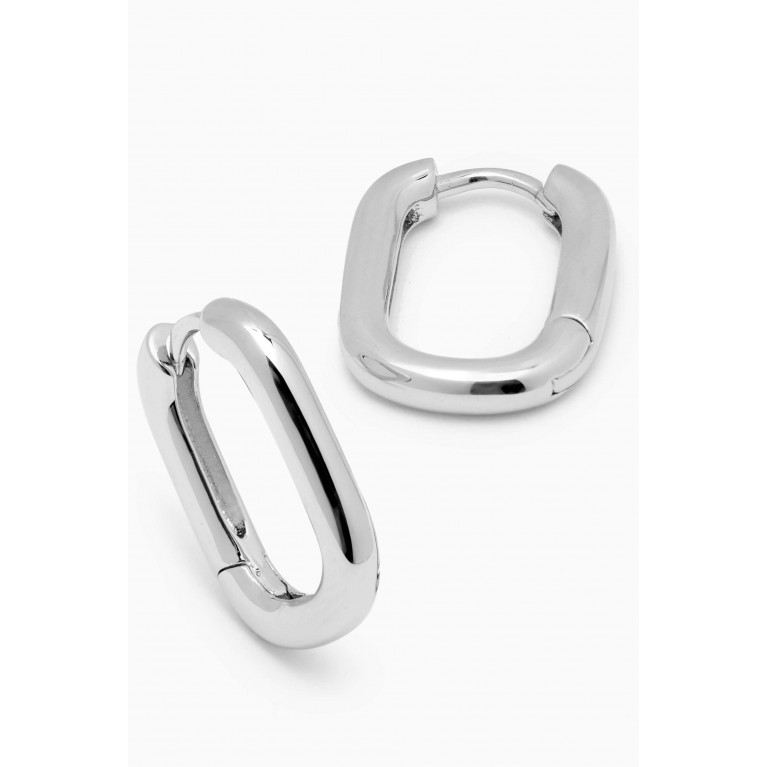 Luv Aj - Chain Link Huggie Earrings in Sterling Silver