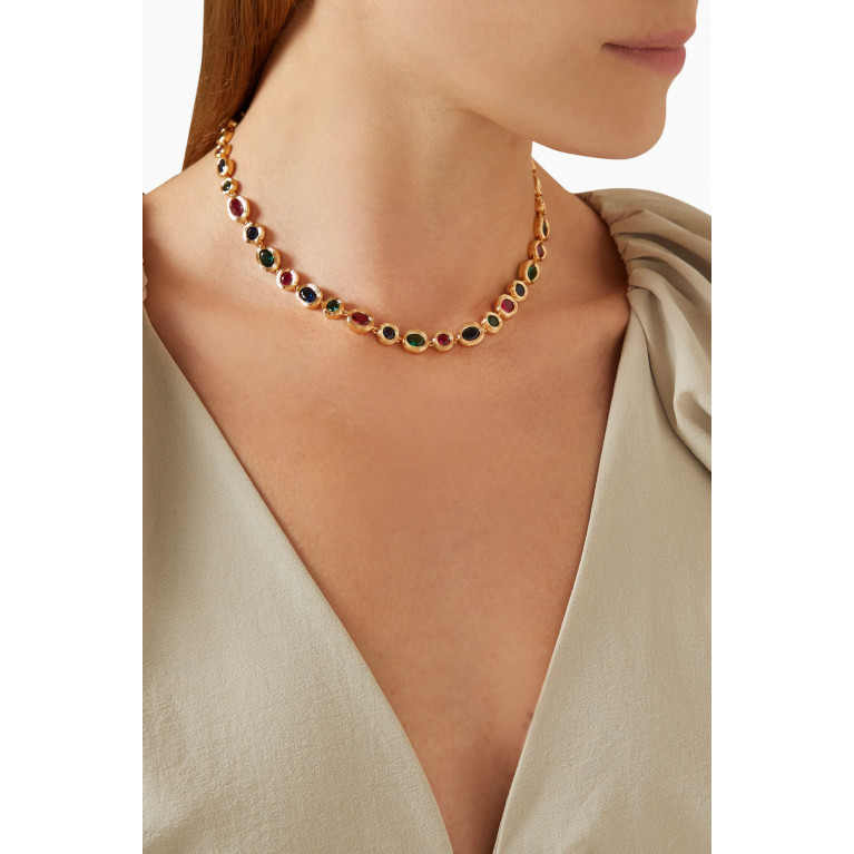 Luv Aj - Royale Stone Tennis Necklace in Gold-plated Brass