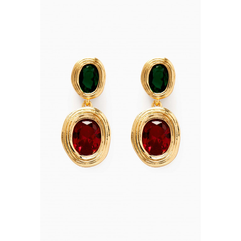 Luv Aj - The Royale Stone Drop Earrings in Gold-plated Brass