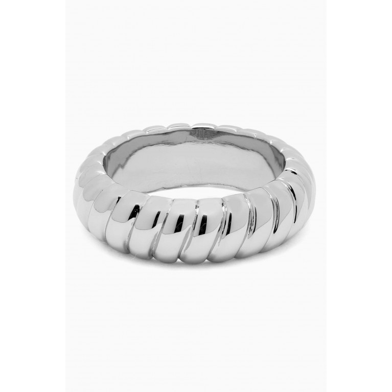 Luv Aj - Ridged Marbella Ring in Silver-plated Brass