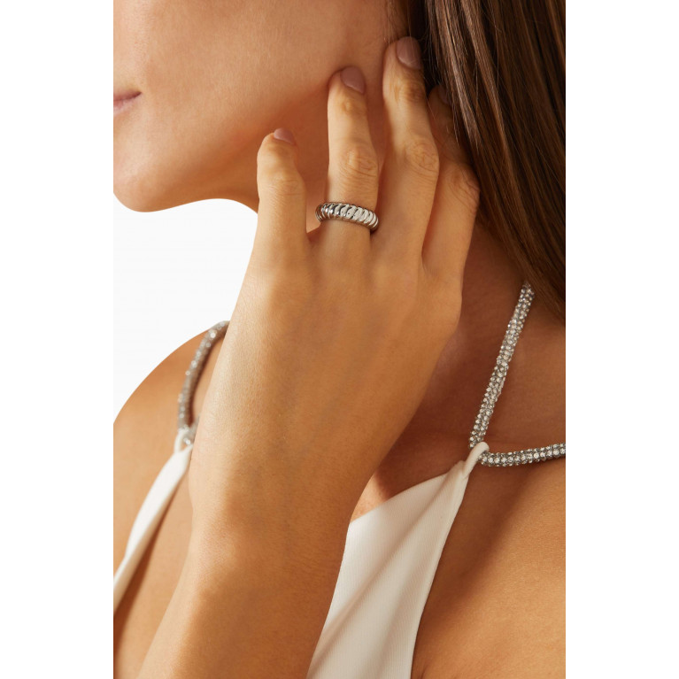 Luv Aj - Ridged Marbella Ring in Silver-plated Brass