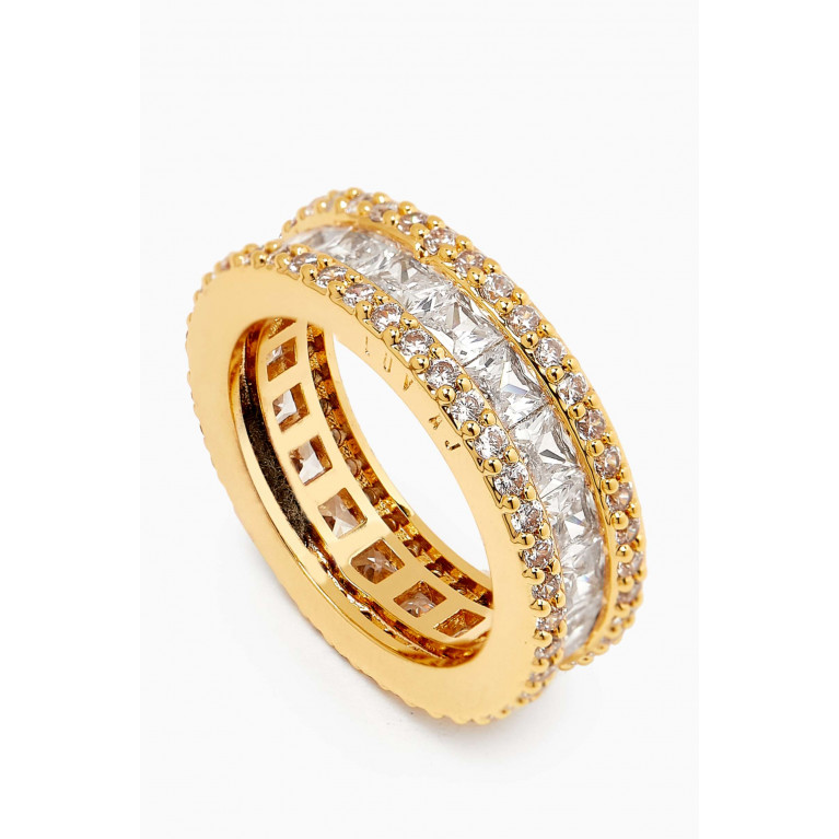 Luv Aj - Triple Crystal Band Ring in Gold-plated Brass