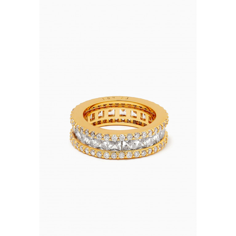 Luv Aj - Triple Crystal Band Ring in Gold-plated Brass