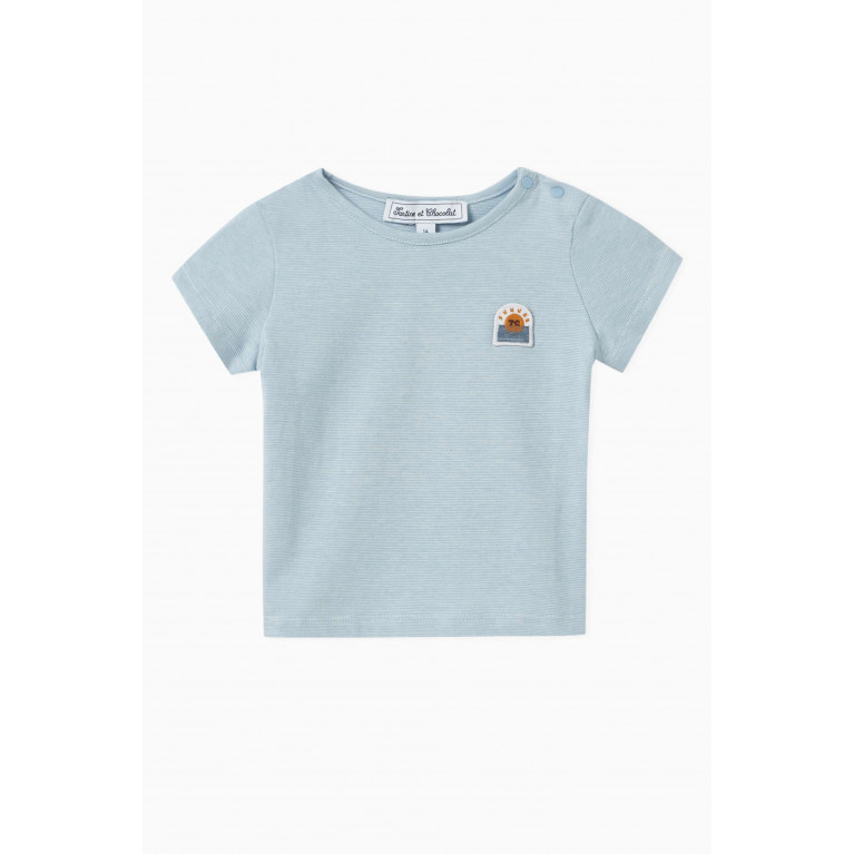 Tartine et Chocolat - Sun-patch T-shirt in Cotton Blue