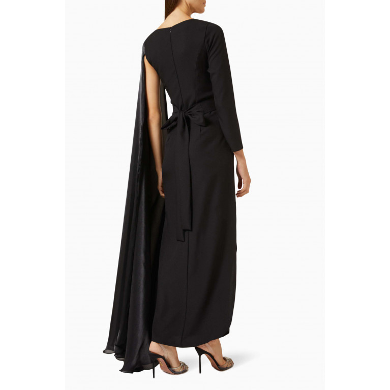 Amri - Cape-sleeve Maxi Dress Black