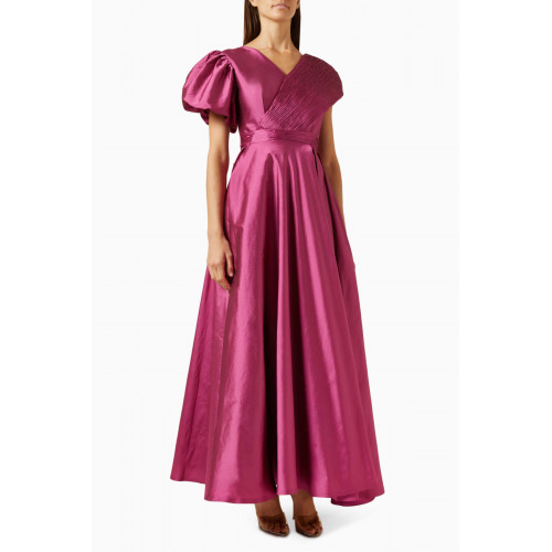 Amri - Draped Maxi Dress in Satin Pink