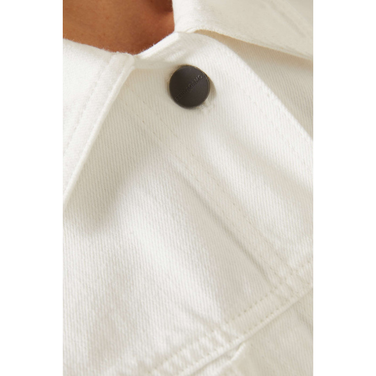 Ferragamo - Contrasting Stitching Denim Jacket in Cotton