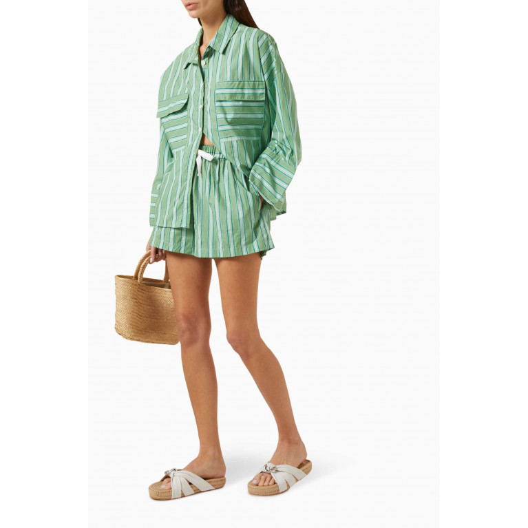 Faithfull The Brand - Amaro Drawstring Shorts in Cotton-poplin Green