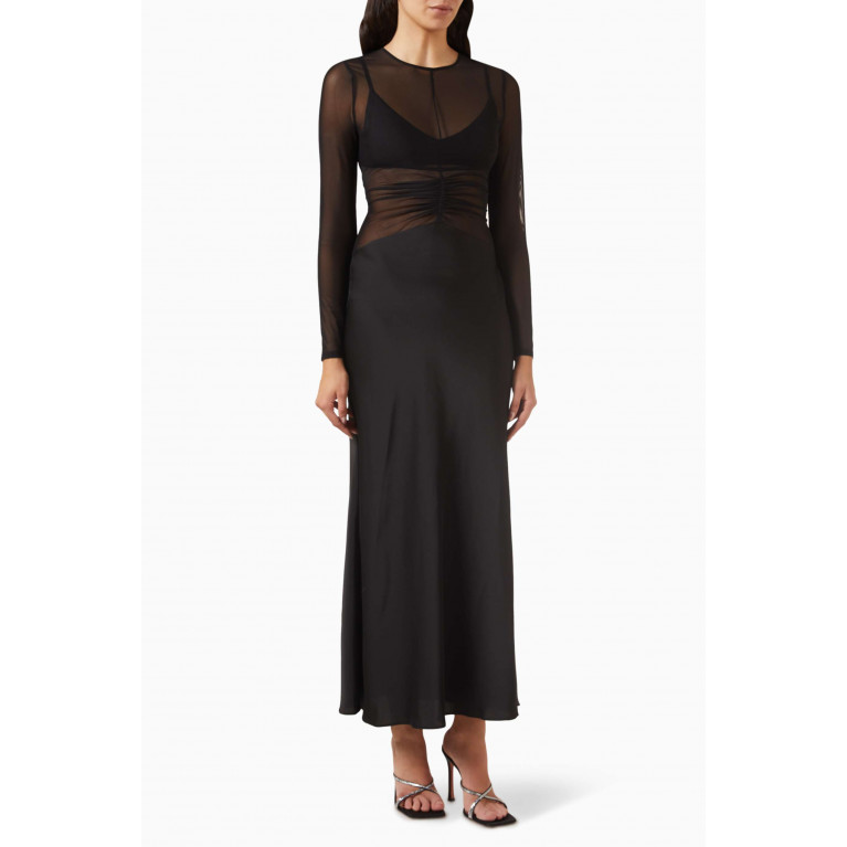 Misha - Ginger Mesh Maxi Gown in Satin