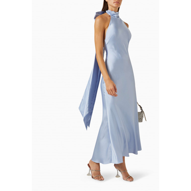 Misha - Evianna Halterneck Gown in Satin Blue