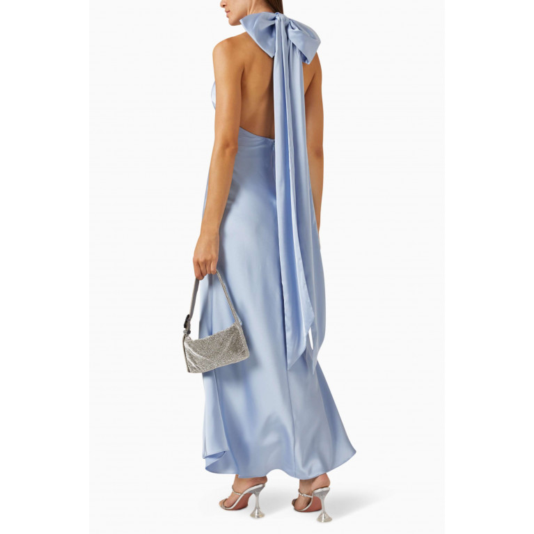 Misha - Evianna Halterneck Gown in Satin Blue