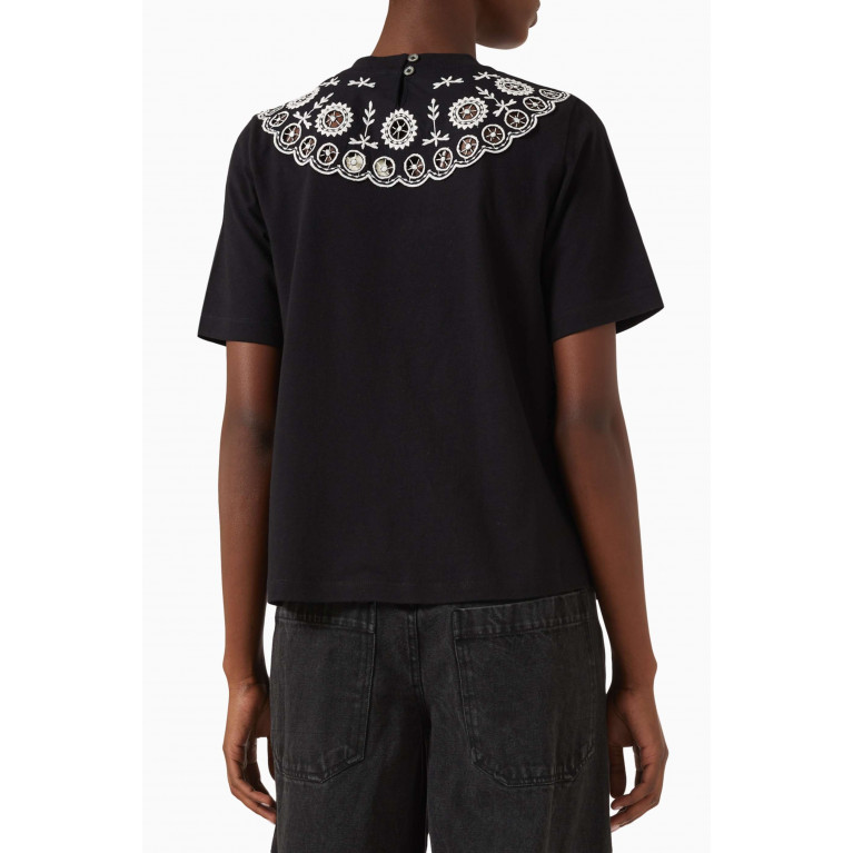 Sea New York - Arabella Embroidered Combo T-Shirt in Cotton
